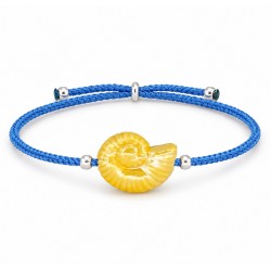 Bracelet with Yellow Ceramic Shell on Blue Cord