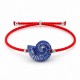 Pulsera Con Concha De Cerámica Azul En Cordón Rojo
