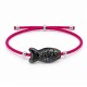 Braccialetto con Pesce in Ceramica Nera su Cordoncino Fucsia