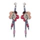 Pendientes Boho con Flor de Cerámica en Cordón de Ante Azul