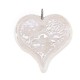 Colgante De Cerámica Esmaltada En Forma De Corazón, Blanco, 33 x 34 mm / 6 mm