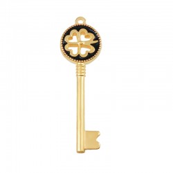 Pendentif en Zamak Émaillé avec Trèfle à Quatre Feuilles 20 x 68 mm