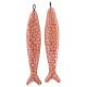 Enameled Ceramic Pendant Coral Sardine 71x14mm/9mm Ø4mm