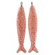 Enameled Ceramic Pendant Coral Sardine 71x14mm/9mm Ø4mm