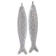 Pendentif en Céramique Émaillée. Forme « Sardine » Grise. 71 x 14 mm / 9 mm. Ø 4 mm