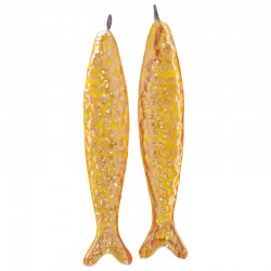 Colgante De Cerámica Esmaltada «Sardina Amarilla» 71 x 14 mm / 9 mm, Ø 4 mm