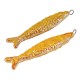 Ciondolo In Ceramica Smaltata A Forma Di Sardina Gialla 71x14 mm/9 mm Ø 4 mm