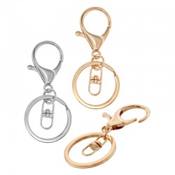 Fermoir Mousqueton Pivotant en Zamak 21 x 34 mm et Porte-Clés 30 mm