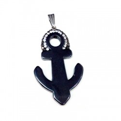 Hematite Pendant Anchor with Stones 26x43mm