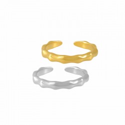 Brass Finger Ring with Waves 22x4mm