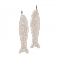 Enameled Ceramic Pendant Sardine 11x42mm/7mm Ø4mm