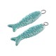 Enameled Ceramic Pendant Sardine 11x42mm/7mm Ø4mm