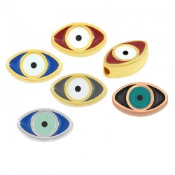 Enameled Zamak Bead Evil Eye 9x5mm Ø1.4mm
