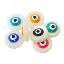 Shell Slider Round Flat with Evil Eye & Enamel 9mm