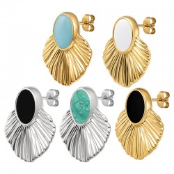 Enameled Stainless Steel 304 Earring 19x21mm