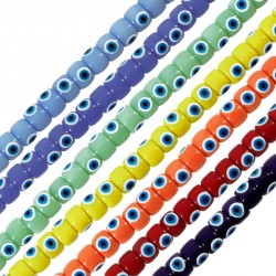 Glass Spacer with Evil Eye 8x6mm Ø~1mm (~64pcs)