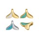 Enameled Stainless Steel 304 Charm Whale Tail 15x13mm