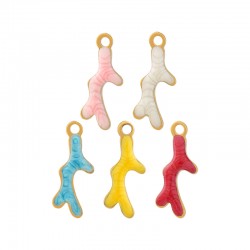 Enameled Stainless Steel 304 Charm Coral 5x14mm/1.9mm