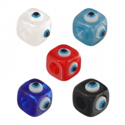Perle en Résine Cubique avec œil Maléfique 8 mm Ø3.5 mm