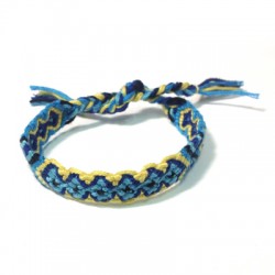 Woven Friendship Bracelet with Geometric Pattern Blue 10mm