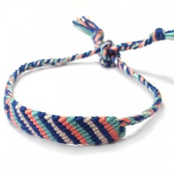 Knotted Friendship Bracelet with Chevron Blue Pattern 10mm