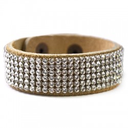 Pulsera de Cuero 20 mm con Cinta de Cristal Swarovski