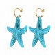 Summer Hoop Earring with Light Blue Acrylic Starfish