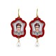 Orecchini Frida Kahlo con Montatura Rossa e Perla