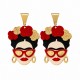Statement Frida Kahlo Earrings with Red Sunglasses