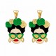 Statement Frida Kahlo Earrings with Green Sunglasses