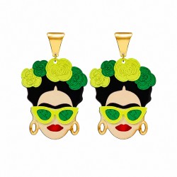 Statement Σκουλαρίκια Frida Kahlo με Λαχανί Γυαλιά