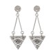 Boucles d'oreilles pendantes géométriques en argent et œil triangulaire ethnique