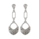 Silver Ethnic Drop Earrings with Boho Relief Motifs