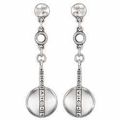 Silver Ethnic Drop Earrings with Circular Relief Design
