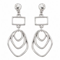 Pendientes Geométricos De Plata Con Colgante Triple Ovalado