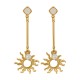 Boucles d'oreilles pendantes « Soleil céleste » en or avec perle