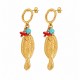 Orecchini Pendenti in Oro con Ciondolo a Forma di Pesce e Corallo