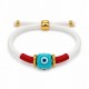 Bracciale con Cubo in Resina Azzurra su Cordoncino Bianco