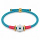 Bracelet with White Resin Eye Cube on Blue Cord
