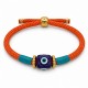 Pulsera con Ojo de Resina Negro en Cordón Naranja