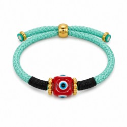 Bracelet avec Cube Œil en Résine Rouge sur Cordon Veraman