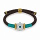 Bracelet with White Resin Eye Cube on Brown Cord