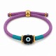 Bracelet with Black Resin Eye Cube on Purple Cord