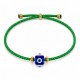 Bracelet with Blue Resin Eye Cube on Thin Lime Cord