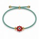 Bracelet avec Cube en forme d'Œil en Résine Rouge sur un Cordon Fin