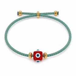Bracelet with Red Resin Eye Cube on Thin Cord