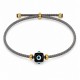 Bracelet avec Cube en forme d'Œil en Résine noire sur un fin Cordon gris