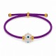 Bracelet avec Cube en forme d'Œil en Résine blanche sur Cordon fin violet