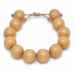Bracelet with Ecru Wooden Beads & Silver Metal Spacers
