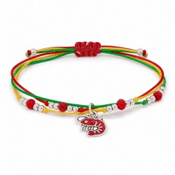 Bracelet with Red Enamel Shrimp & Multi-colored Cords